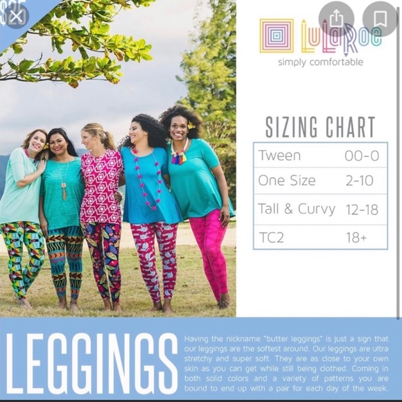 LuLaRoe Tween Purple Floral Leggings - Picture 7 of 7